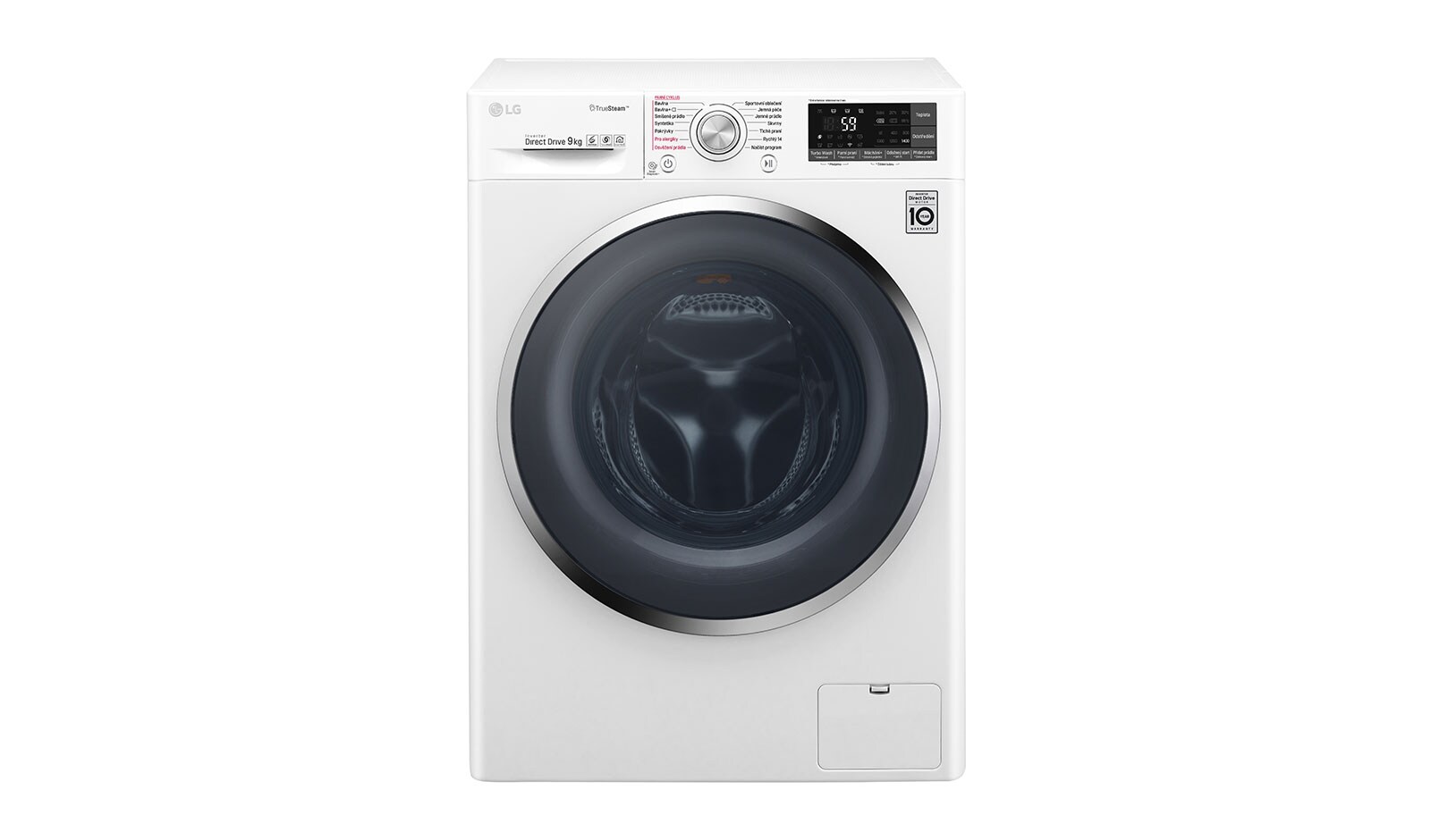 Čelní pohled na 9 kg parní pračka, 1400 ot./min,6 Motion DD, TrueSteam™ - parní praní, 14 programů F94J8VS2W