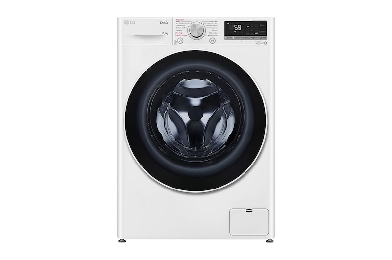 Čelní pohled na 10,5 kg parní pračka LG  | 1400 ot./min | TurboWash™ | ThinQ™ FA104V5URW0