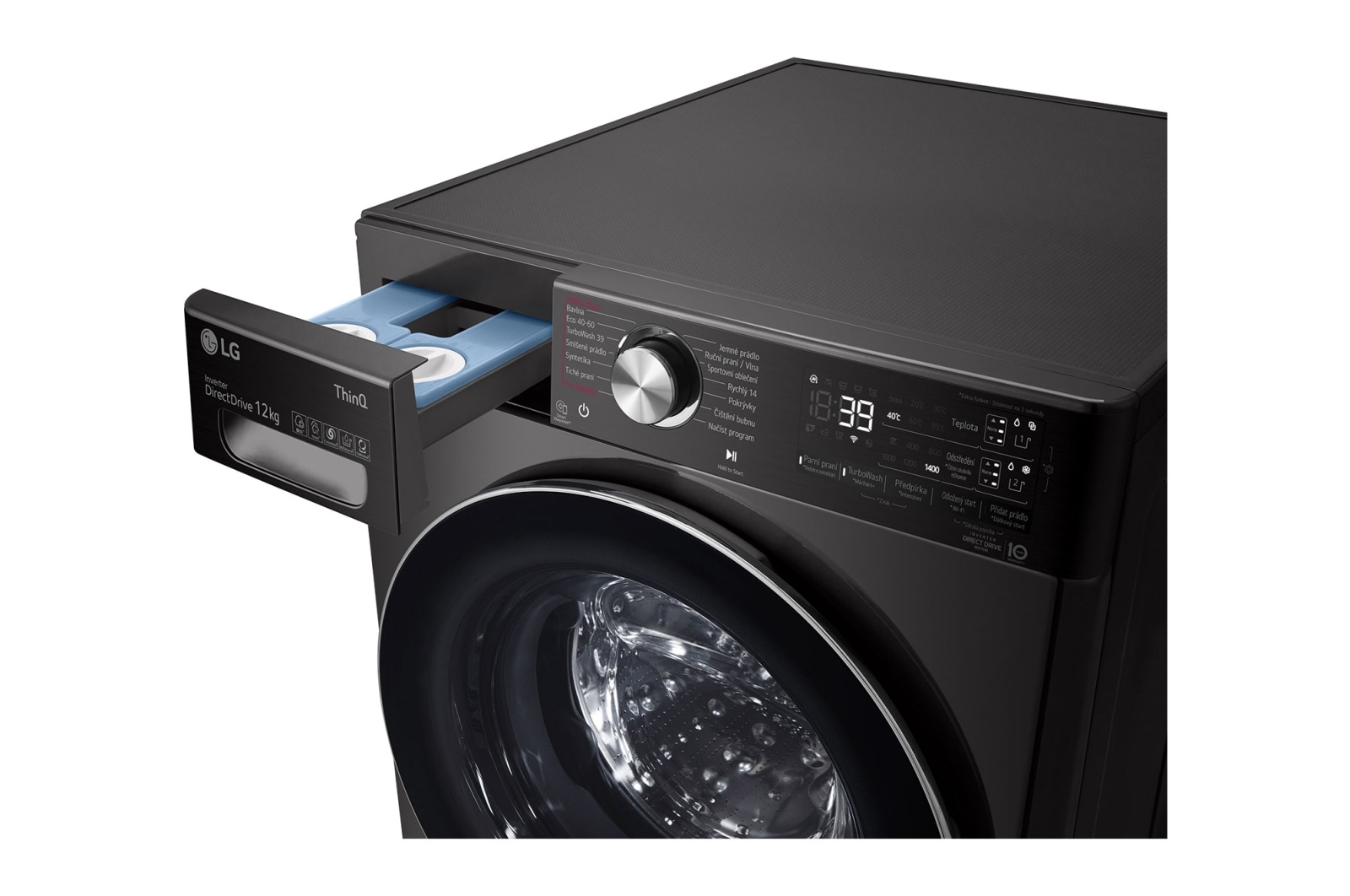 LG 12 kg parní pračka LG | 1400 ot./min | Direct Drive™ | AI DD™ | ezDispense™, FA124V9BAP2