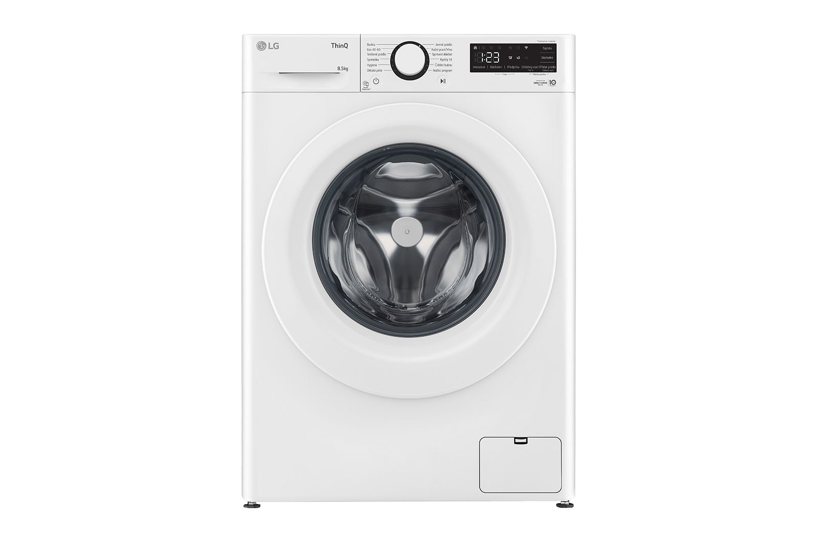 Pohled zepředu na 8,5kg Parní pračka Direct Drive™,Bílá - FA2S8V3GN3W