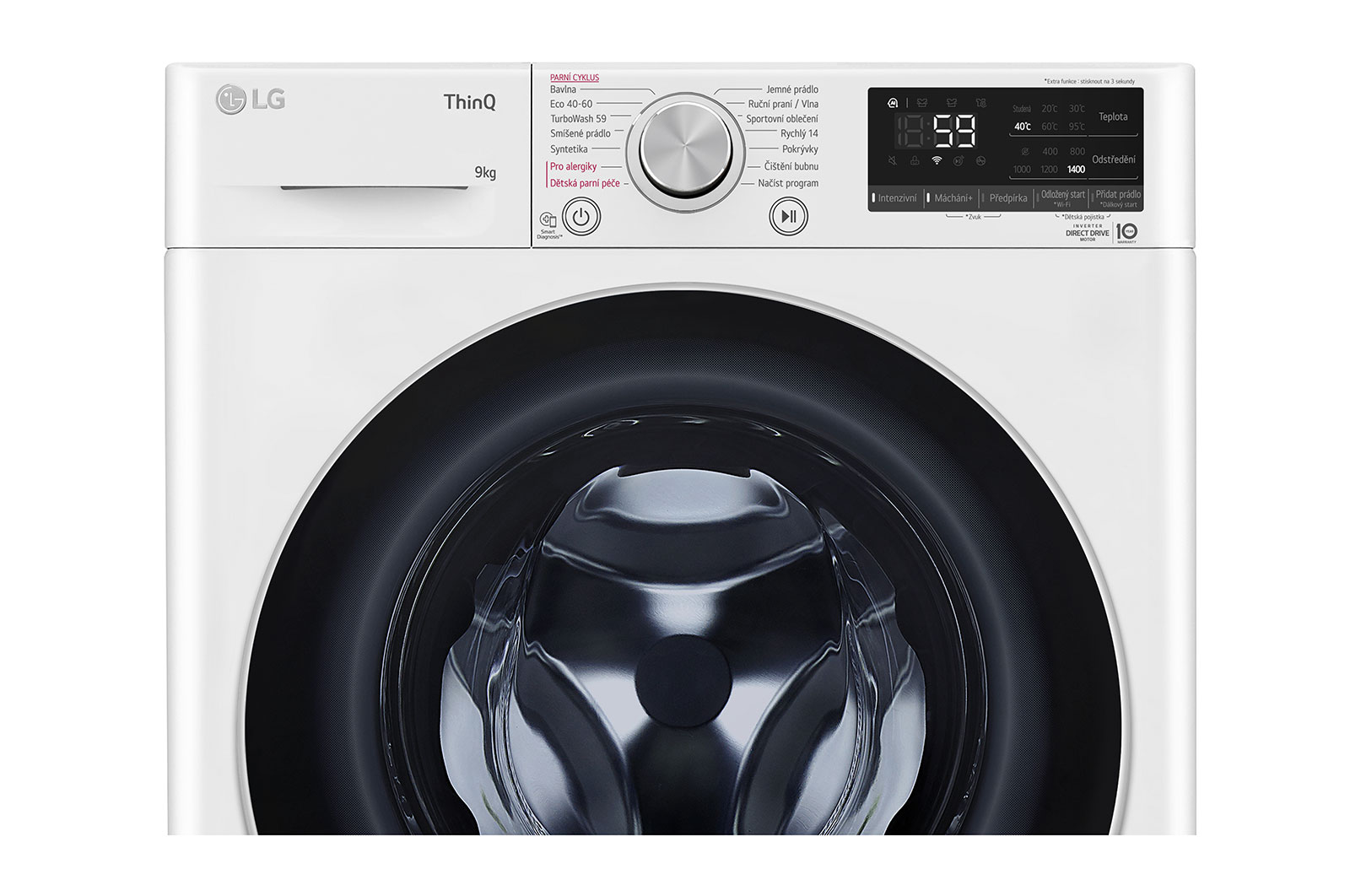 LG Parní pračka LG | 9 kg | A | 1400 ot./min | AI DD™ | TurboWash™|Bílá, FA49V5VW1W
