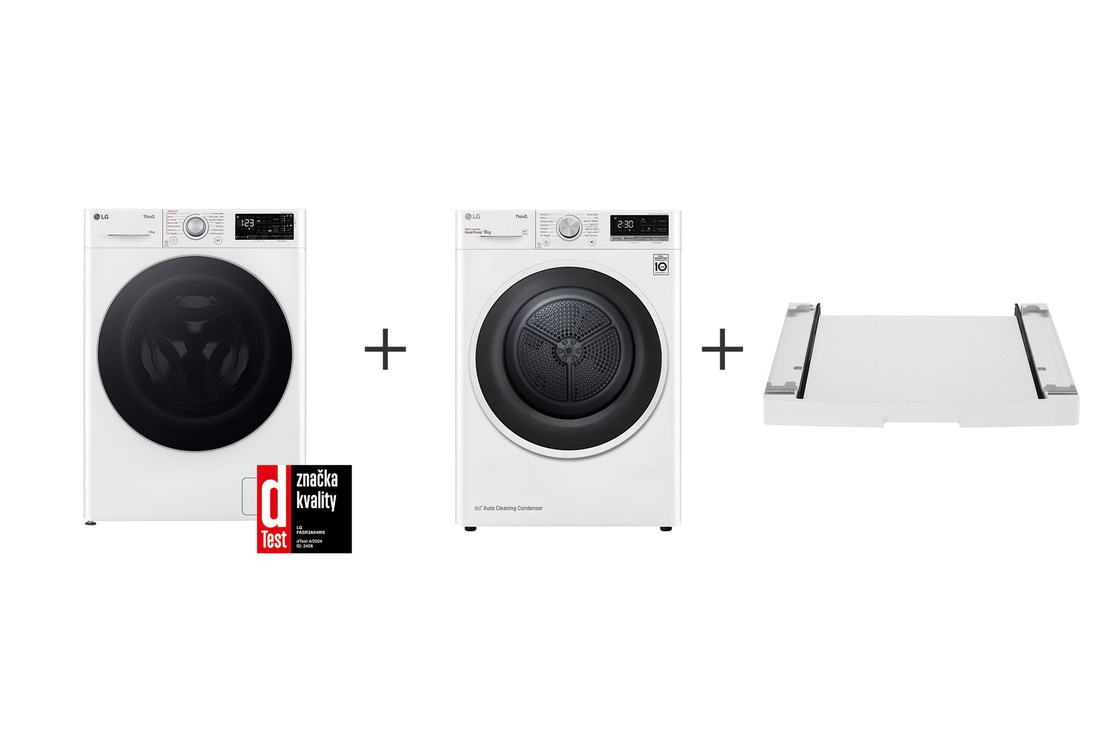 LG PRACÍ SET | LG Pračka FASR3A04WS+ Sušička RC8TV9AVWN+ Výsuvný mezikus ZDARMA, LAUNWDSN27