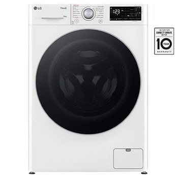 Čelní pohled na Parní pračka LG | 10 kg | A | 1400 ot./min | AI DD™ | TurboWash™|Bílá FASR3A04WS