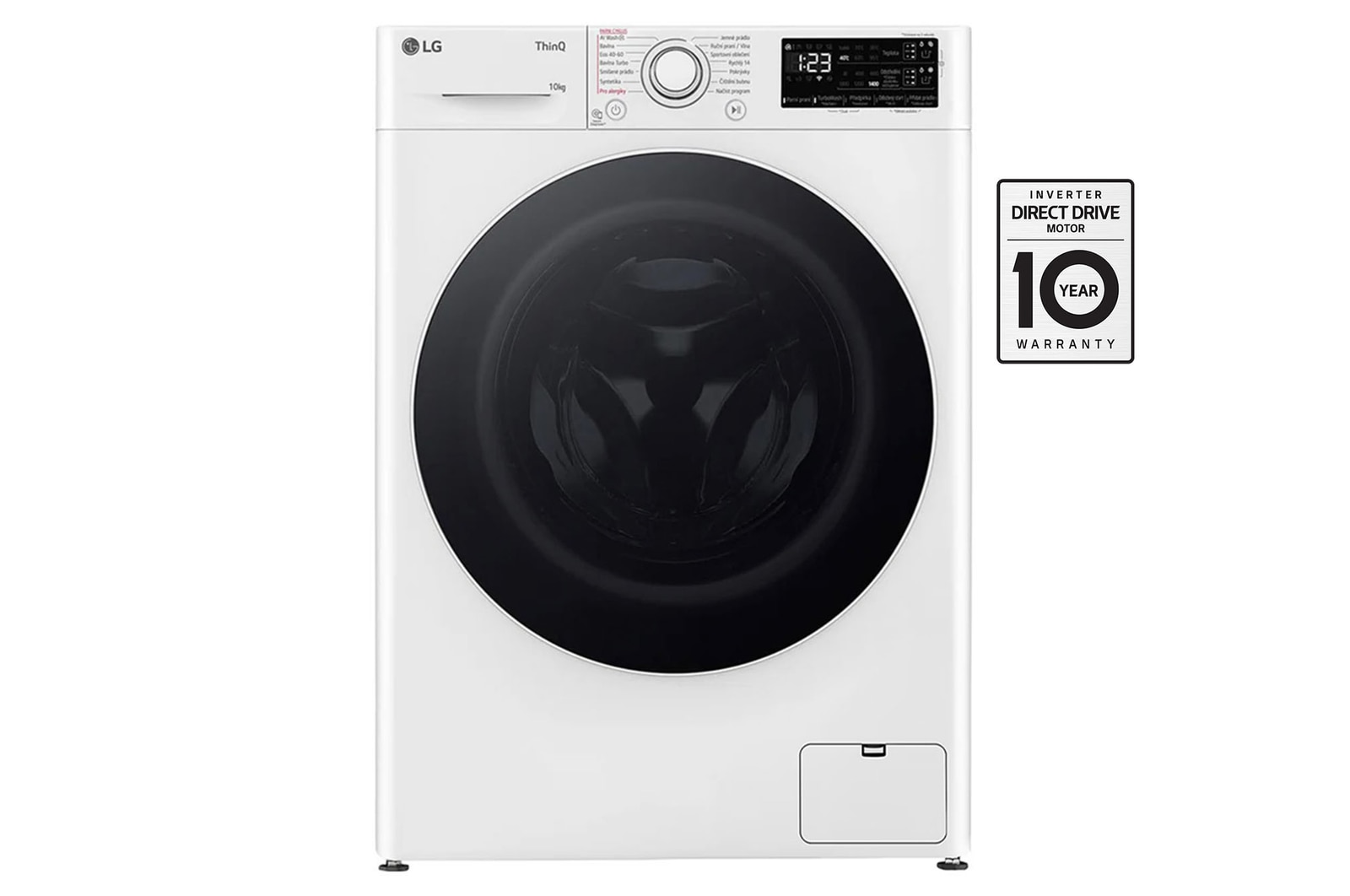 Čelní pohled na Parní pračka LG | 10 kg | A | 1400 ot./min | Direct Drive™ | AI DD™ |Bílá FASR3A04WW