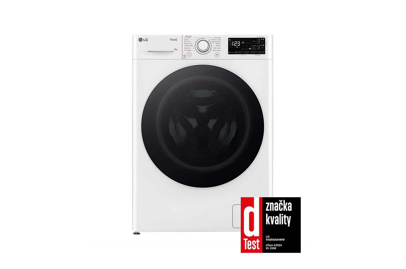 Pohled zepředu na 9kg Parní pračka AI DD™ TurboWash™,Bílá - FASR3A94WW