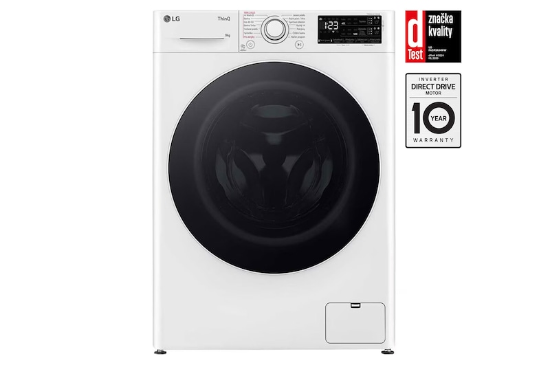 Čelní pohled na Parní pračka LG | 9 kg | A | 1400 ot./min | Direct Drive™ | AI DD™ |Bílá FASR3A94WW