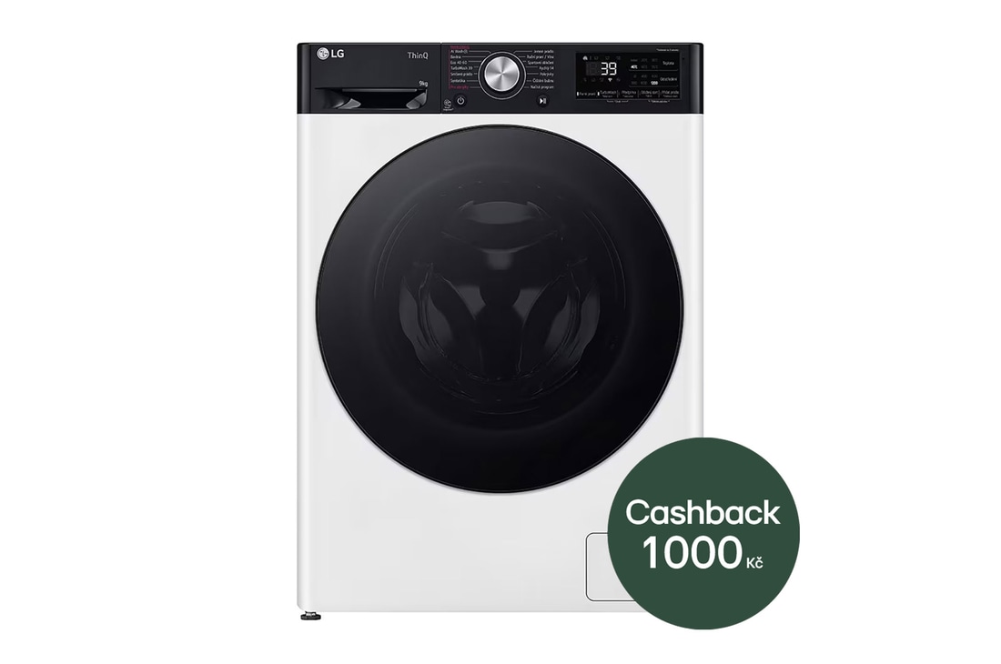 LG 9 kg slim parní pračka LG | 1200 ot./min | Direct Drive™ | AI DD™ | TurboWash™360°, FBLR7A92WG, FBLR7A92WG-cashback-icon