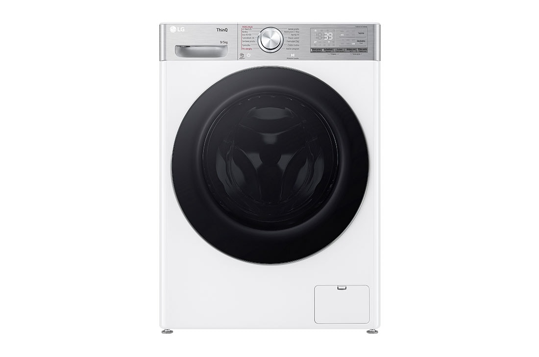LG 9 kg parní pračka / 5 kg sušička LG 1200 ot./min | Direct Drive™ | AI DD™ | TurboWash™360°, front view, FCR9A95WC