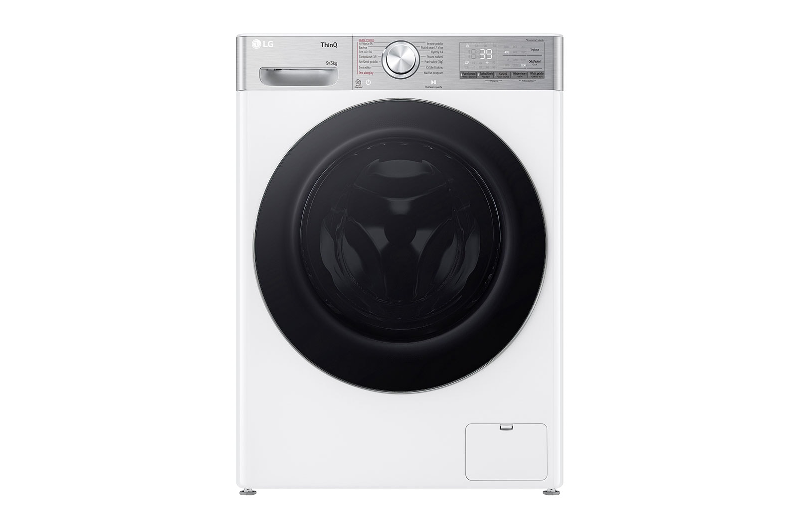 LG 9 kg parní pračka / 5 kg sušička LG 1200 ot./min | Direct Drive™ | AI DD™ | TurboWash™360°, front view, FCR9A95WC