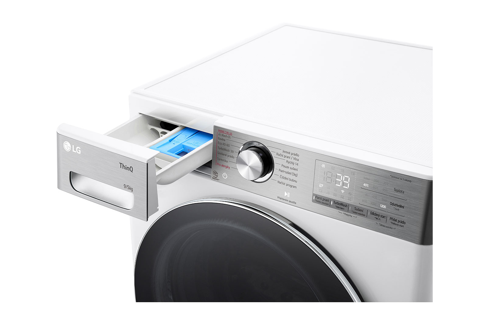 LG Parní pračka / sušička LG | 9 / 5 kg |  A/E | 1200 ot./min | AI DD™ | Bílá, FCR9A95WC