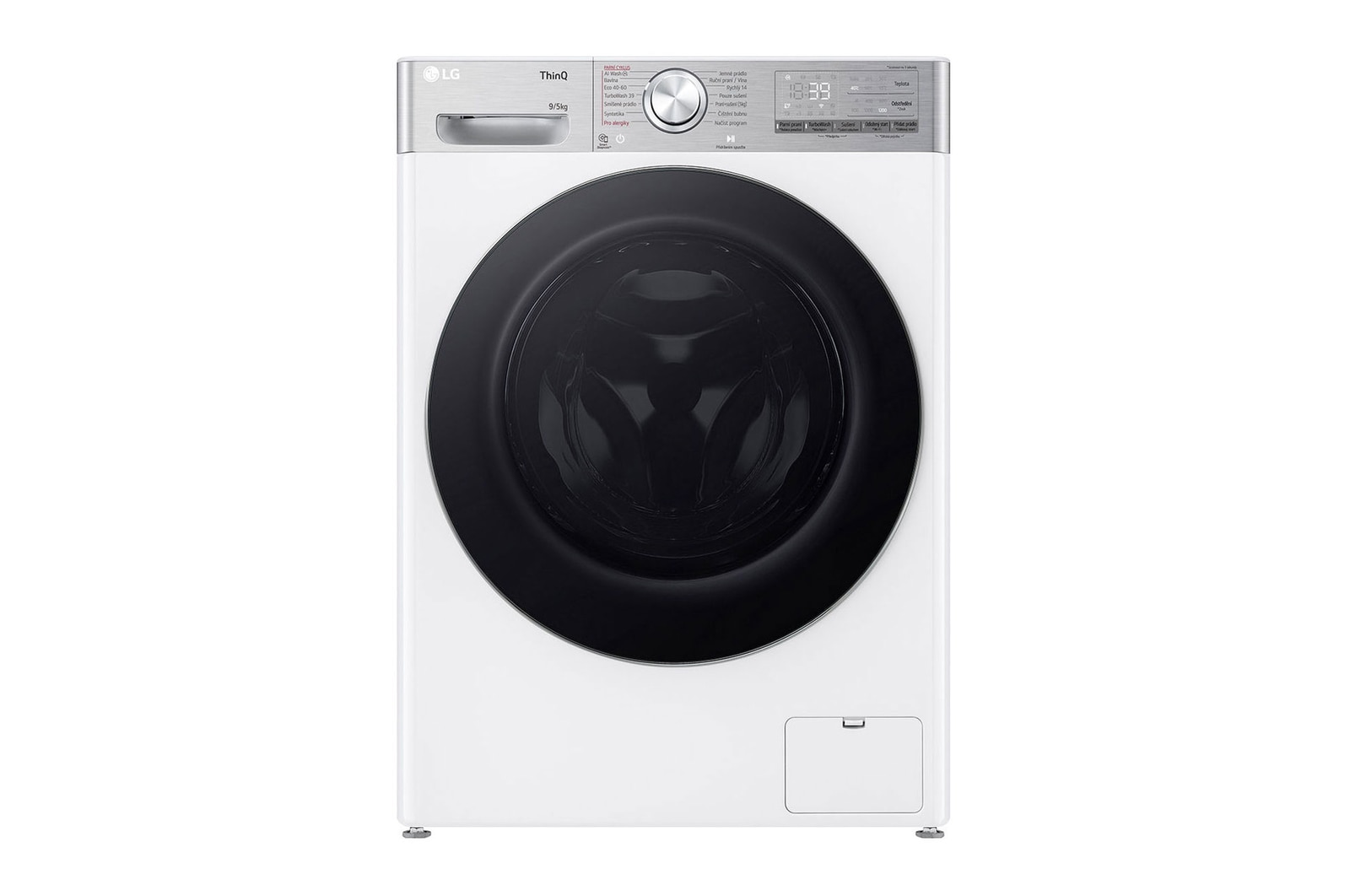 LG 9 kg parní pračka / 5 kg sušička LG 1200 ot./min | Direct Drive™ | AI DD™ | TurboWash™360°, front view, FCR9A95WG
