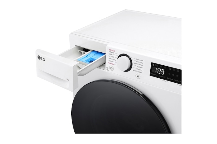 LG Slim parní pračka LG | 8 kg | 1400 ot./min | Direct Drive™ | AI DD™ | Bílá, FLR5A82WG