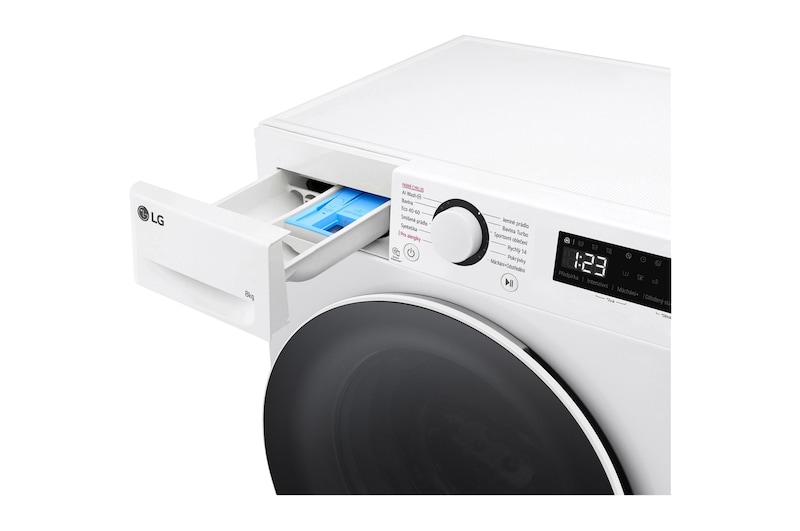 LG Slim parní pračka LG | 8 kg | 1200 ot./min | Direct Drive™ | Bílá, FLR5A82WW