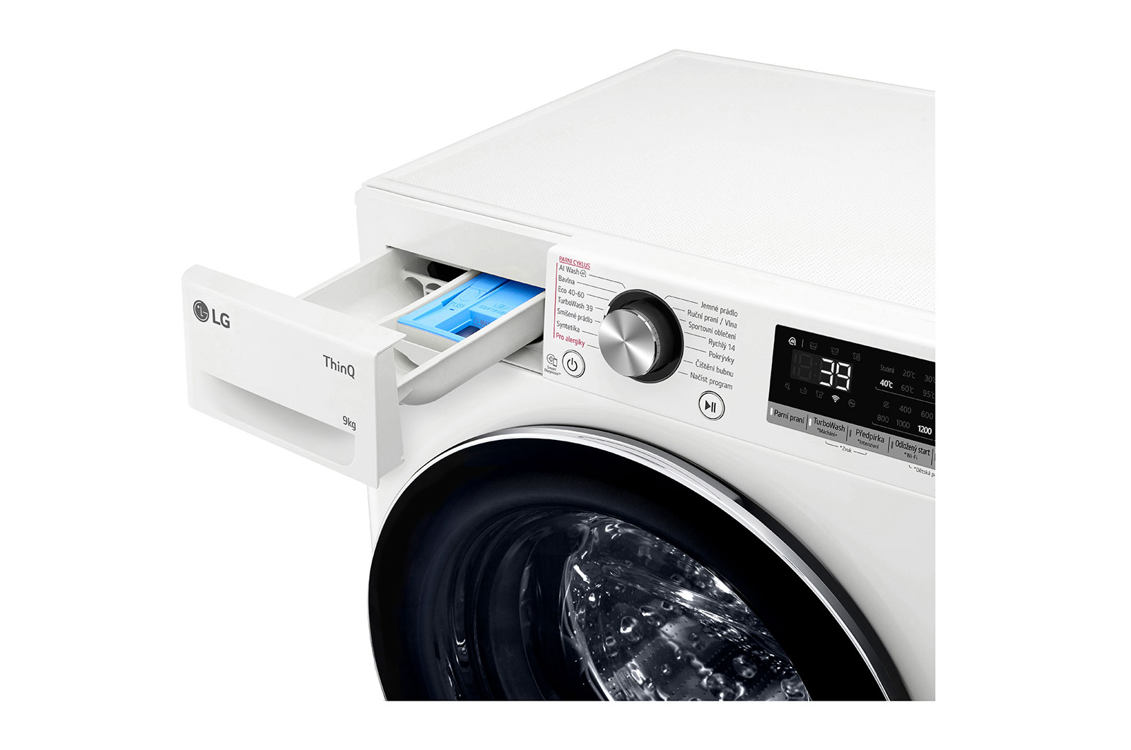 LG Slim parní pračka LG | 9 kg | A | 1200 ot./min | Direct Drive™ | AI DD™ |Bílá, FLR7A92WC