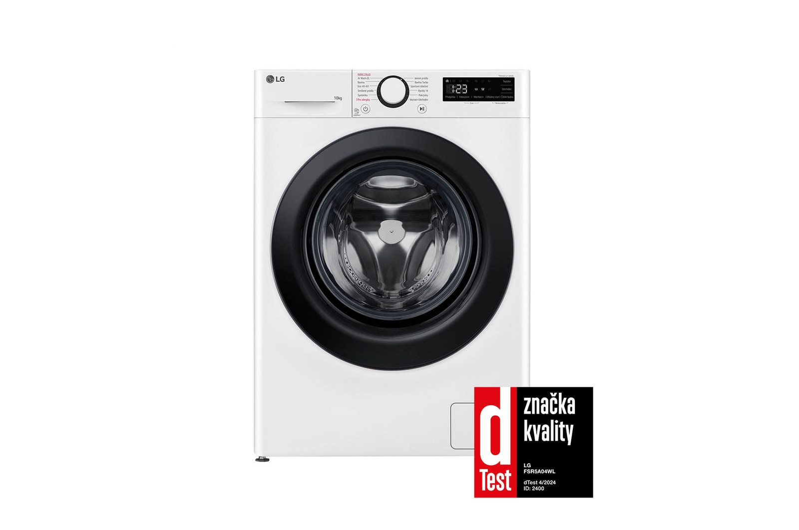 Pohled zepředu na 10kg Parní pračka Direct Drive™ AI DD™,Bílá -FSR5A04WL