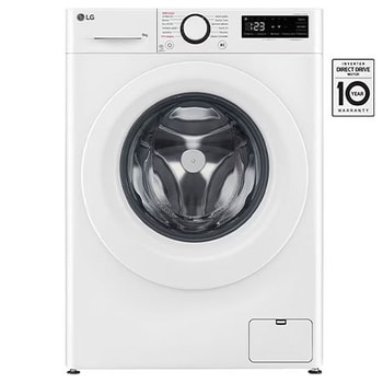 Čelní pohled na Parní pračka LG | 9 kg | A | 1400 ot./min | Direct Drive™ | AI DD™|Bílá FSR5A94WH, Značka kvality od dTestu.