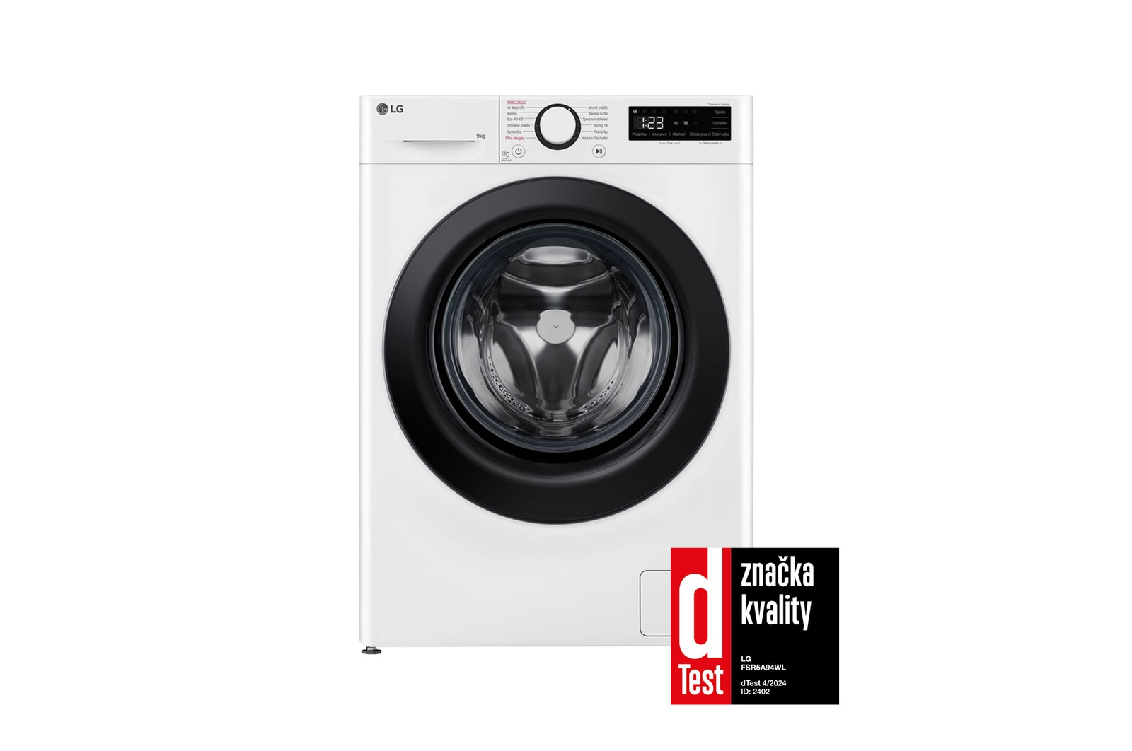 Pohled zepředu na 9kg Parní pračka Direct Drive™ AI DD™,Bílá - FSR5A94WL