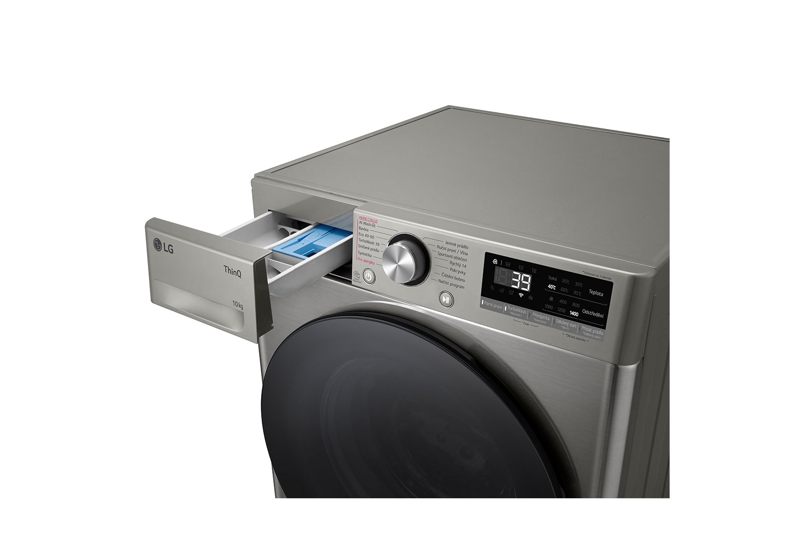 LG Parní pračka LG | 10 kg | A | 1400 ot./min | TurboWash™360° | ThinQ™|Stříbrná, FSR7A04PG