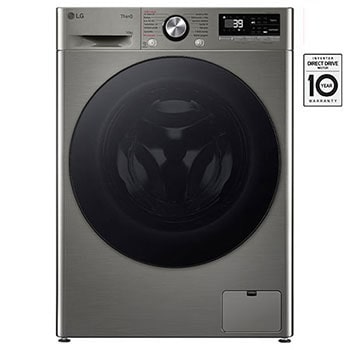 Čelní pohled na Parní pračka LG | 10 kg | A | 1400 ot./min | TurboWash™360° | ThinQ™|Stříbrná FSR7A04PG