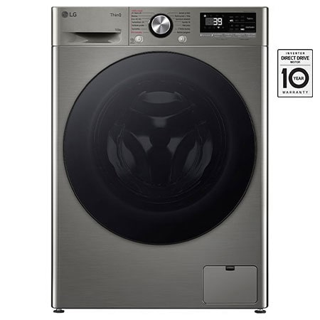 Parní pračka LG - 10 kg - A - 1400 ot./min - TurboWash™360° - ThinQ™-Stříbrná