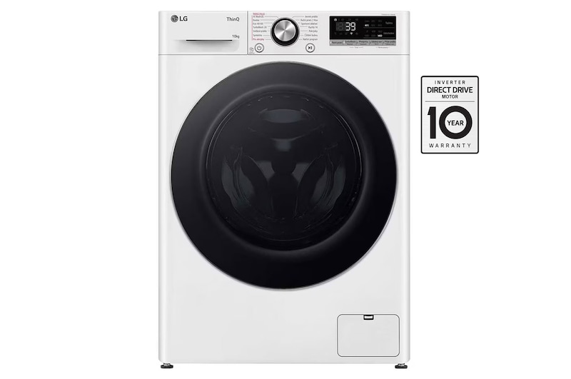 Čelní pohled na Parní pračka LG | 10 kg | A | 1400 ot./min | Direct Drive™ | AI DD™ |Bílá FSR7A04WC