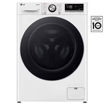 Čelní pohled na Parní pračka LG | 10 kg | A | 1400 ot./min | Direct Drive™ | AI DD™ |Bílá FSR7A04WC
