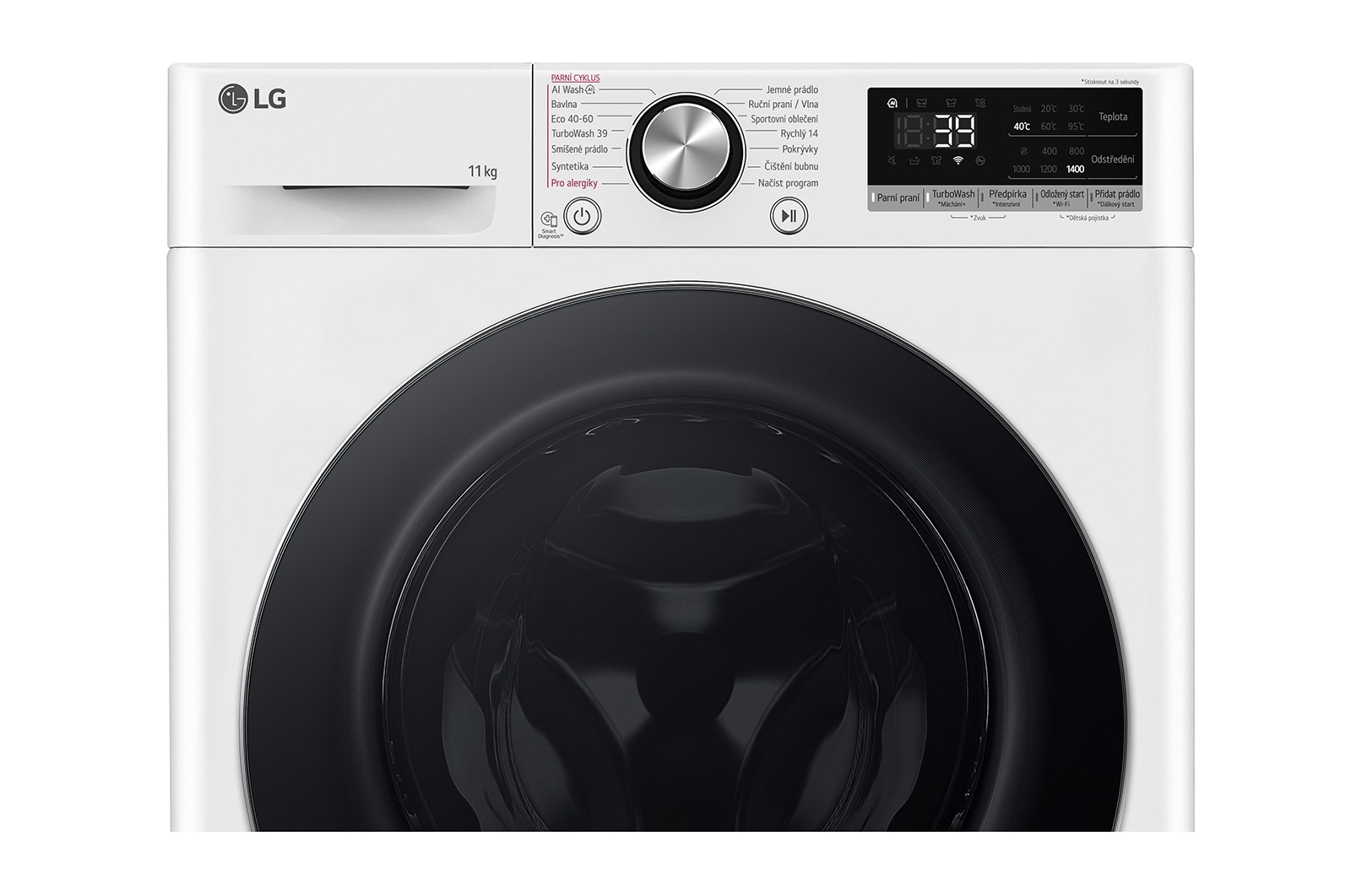 LG Parní pračka LG | 11 kg | A | 1400 ot./min | Direct Drive™ | AI DD™ |Bílá, FSR7A14WC