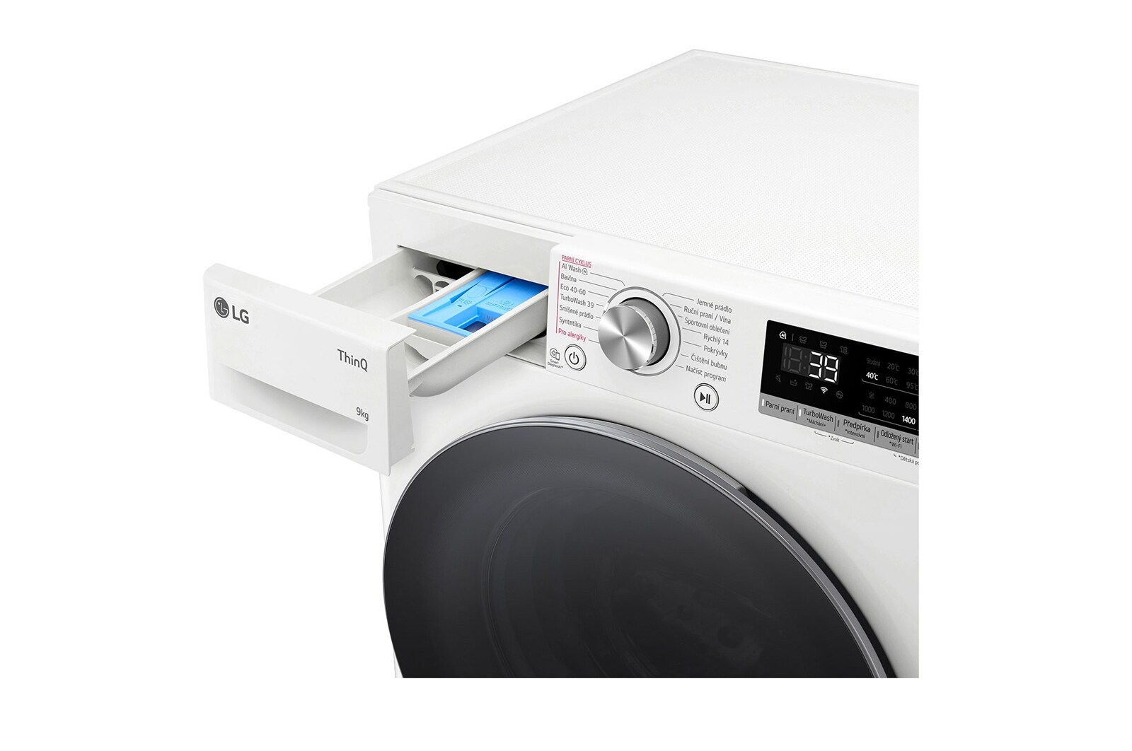 LG 9 kg parní pračka LG | A | 1400 ot./min | Direct Drive™ | AI DD™ | TurboWash™360°, FSR7A94WS