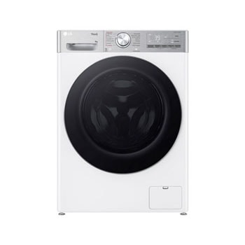Čelní pohled na Parní pračka LG | 9 kg | A | 1400 ot./min | Direct Drive™ | AI DD™ |Bílá FSR9A94WC