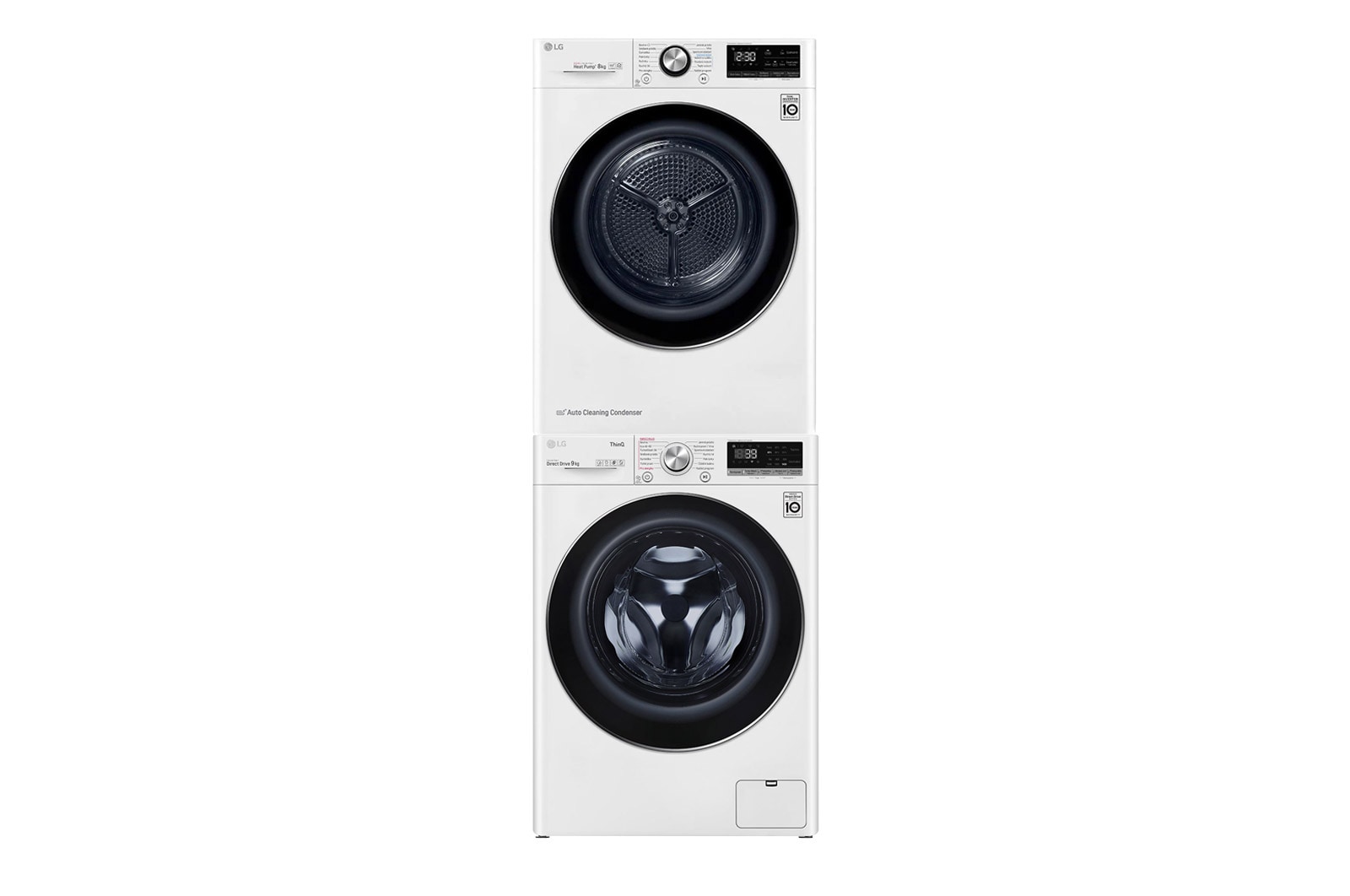 Čelní pohled na BALÍČEK PRANÍ | Pračka F4WV910P2E &#43; Sušička RC81V9AV2W &#43; Výsuvný mezikus LAUNDW5