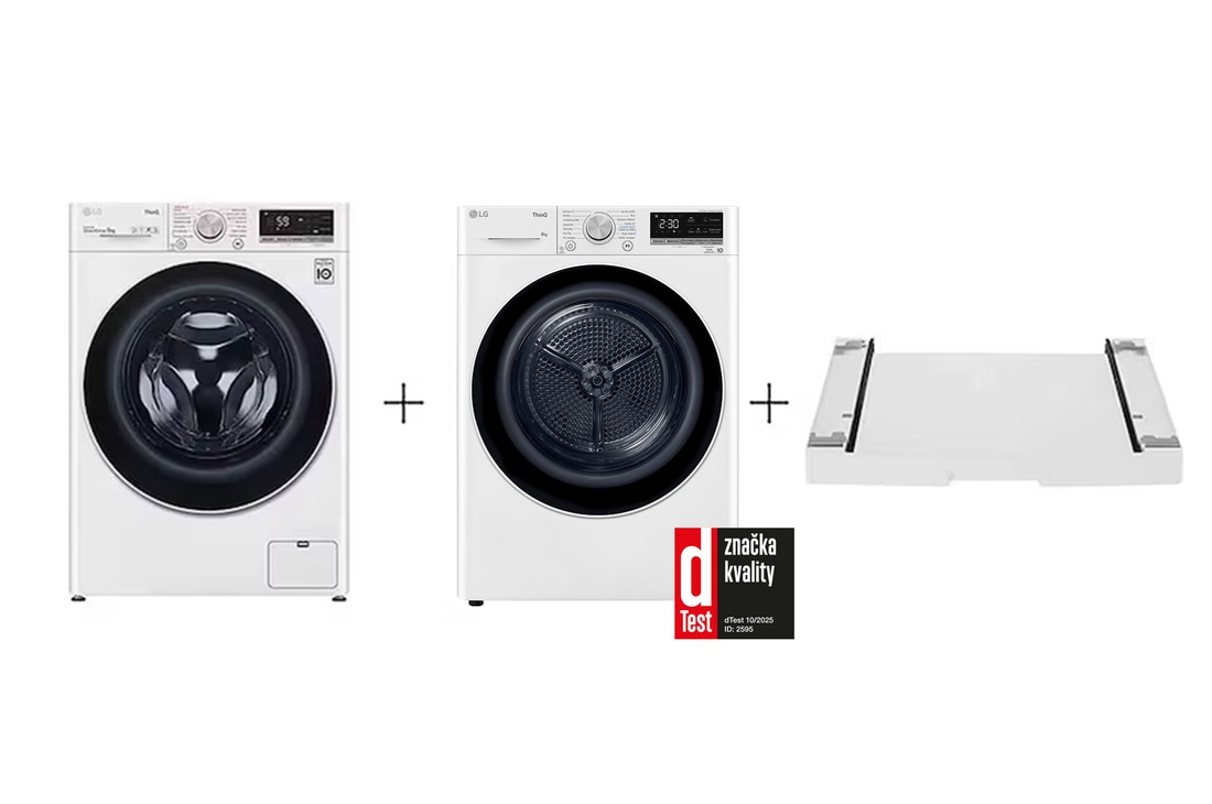 LG PRACÍ SET | Pračka FA94V5UVW0 + Sušička RC81V9AV4N + Výsuvný mezikus ZDARMA, LAUNWDS10