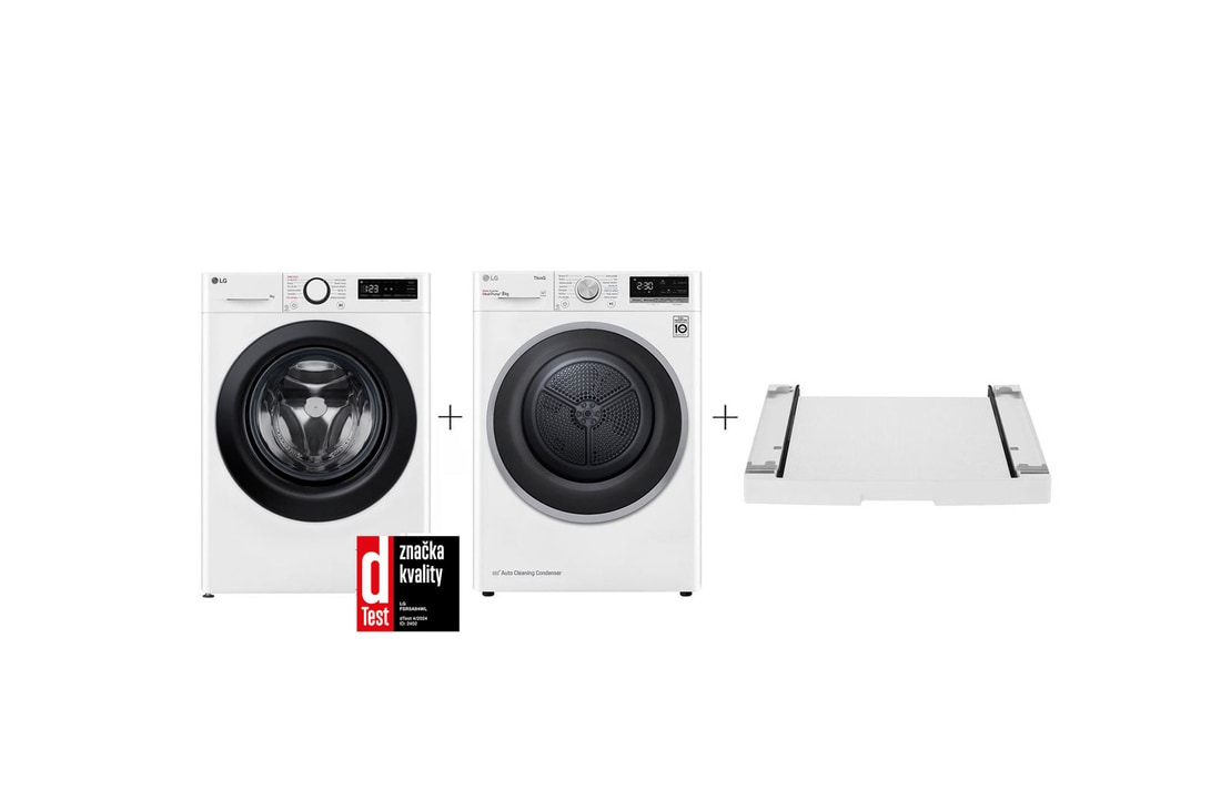 LG PRACÍ SET | LG Pračka FSR5A94WL + Sušička RC81V5AV7N + Výsuvný mezikus ZDARMA, LAUNWDSN21