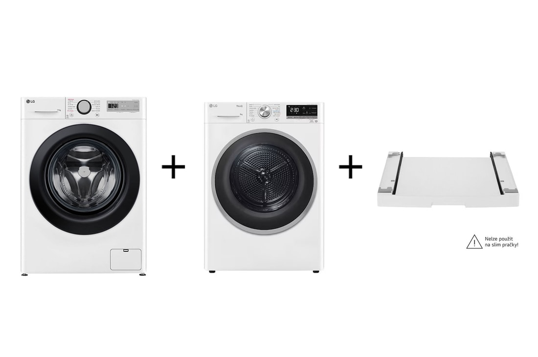 LG PRACÍ SET | LG Pračka 11 kg FPSR5A14WL + Sušička 9 kg RC91V9AVSN + Výsuvný mezikus ZDARMA, LAUNWDSN45