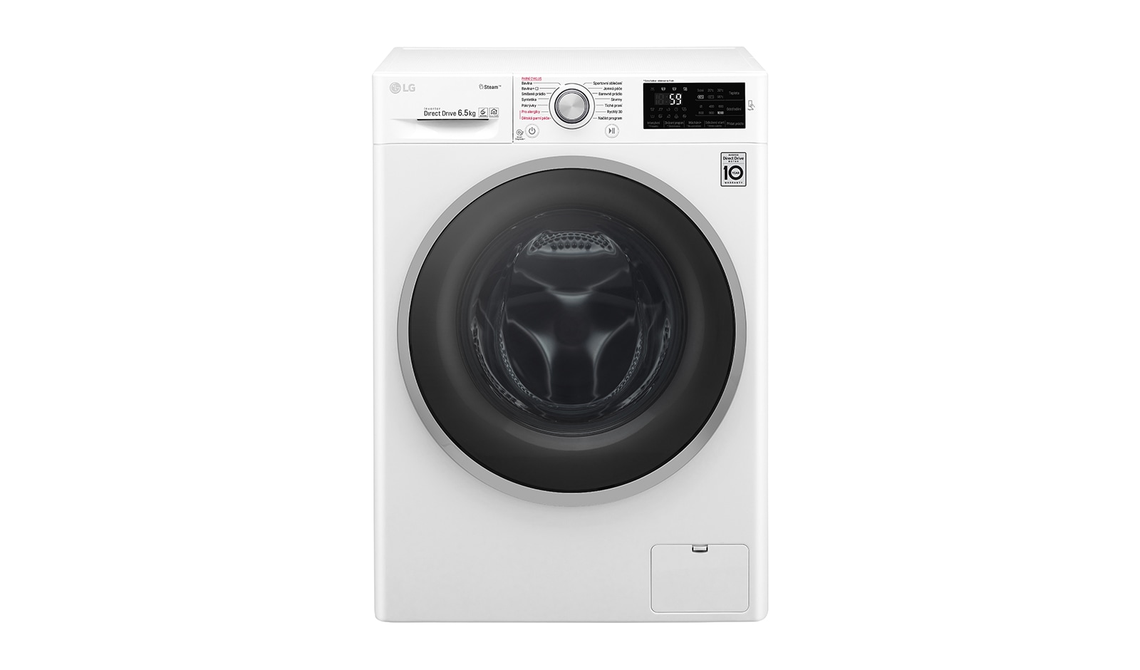 Čelní pohled na 6,5 kg slim parní pračka, 1000 ot./min, A&#43;&#43;&#43; (v rozsahu A&#43;&#43;&#43; až D), 6 Motion DD, Steam™ - parní praní, Přidat prádlo, 14 programů WD60J6WY1W