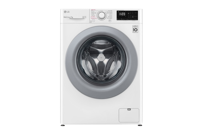 Čelní pohled na 7 kg slim parní pračka LG | D | 1200 ot./min | Direct Drive™ | AI DD™ WD72V3HY4W