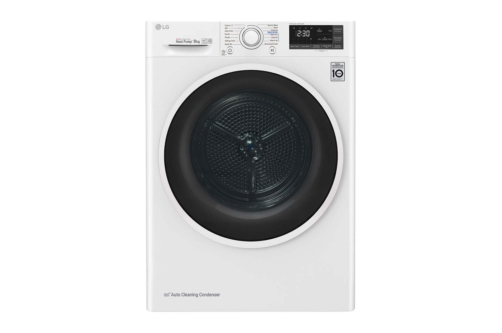 Čelní pohled na 8 kg sušička, A&#43;&#43;&#43; -10%, 14 programů, 13 přídavných možností, 3 možnosti sušení, ThinQ™ &#43; WiFi připojení RC81U2AV4W