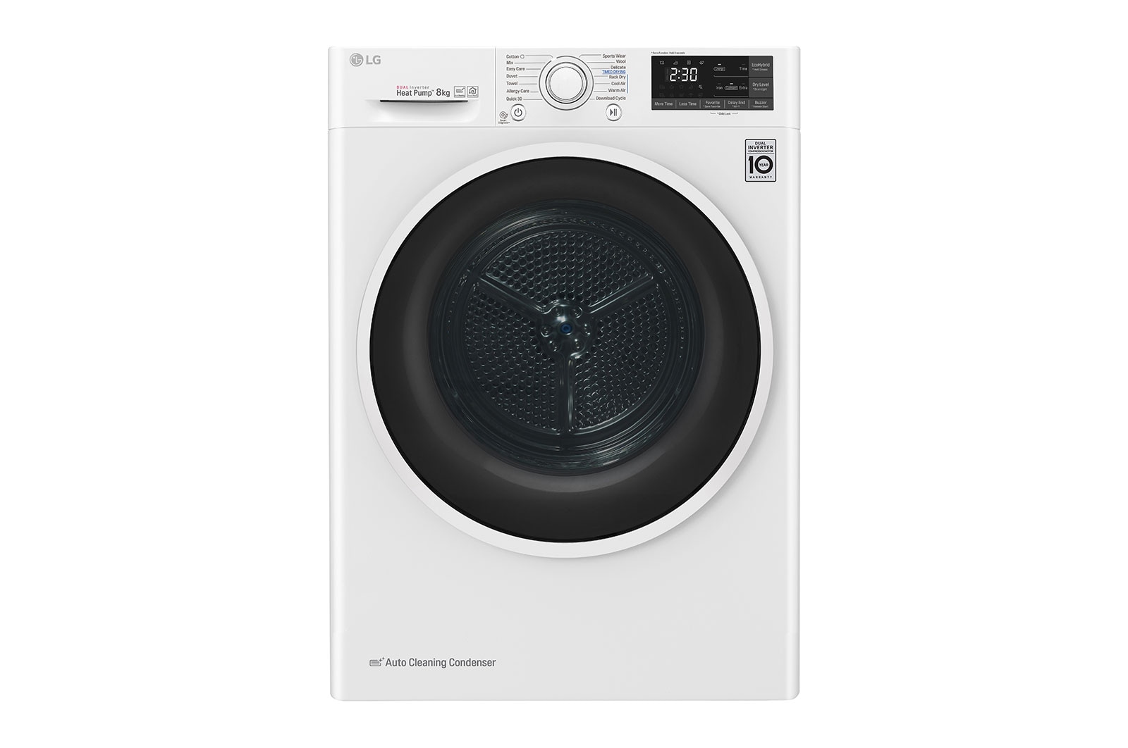 Čelní pohled na 8 kg sušička, A&#43;&#43;&#43; (v rozsahu A&#43;&#43;&#43; až D), 14 programů, 13 přídavných možností, 3 možnosti sušení, ThinQ™ &#43; WiFi připojení RC81EU2AV4Q