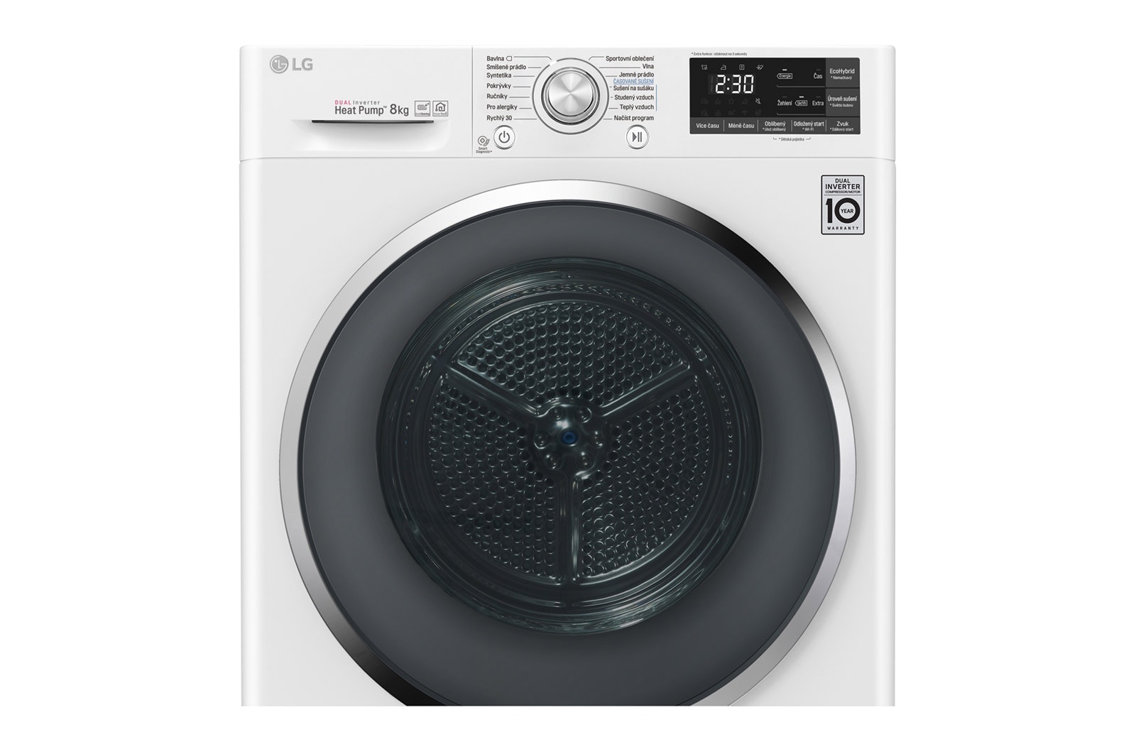 LG 8 kg sušička, A+++ (v rozsahu A+++ až D), 14 programů, 13 přídavných možností, 3 možnosti sušení, ThinQ™ + WiFi připojení, RC81U2AV2W