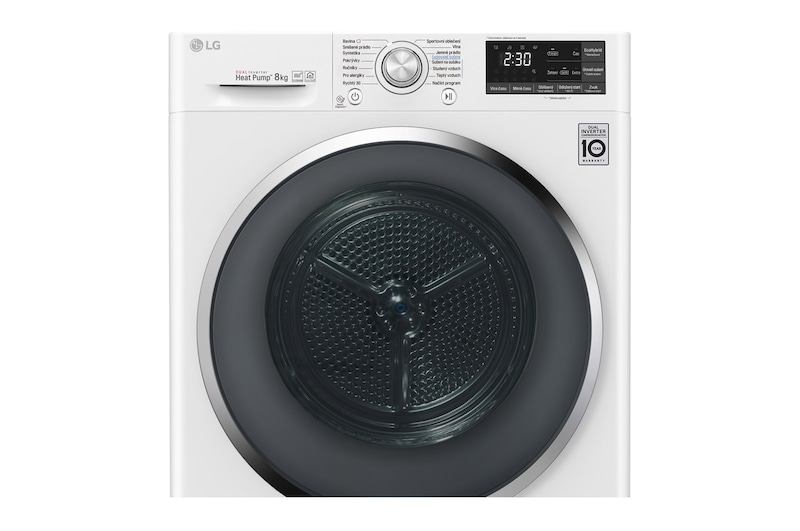 LG 8 kg sušička, A+++ (v rozsahu A+++ až D), 14 programů, 13 přídavných možností, 3 možnosti sušení, ThinQ™ + WiFi připojení, RC81U2AV2W