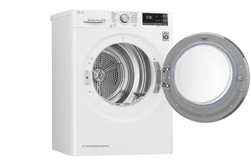 LG 8 kg sušička, A+++ (v rozsahu A+++ až D), 14 programů, 13 přídavných možností, 3 možnosti sušení, ThinQ™ + WiFi připojení, RC81U2AV2W