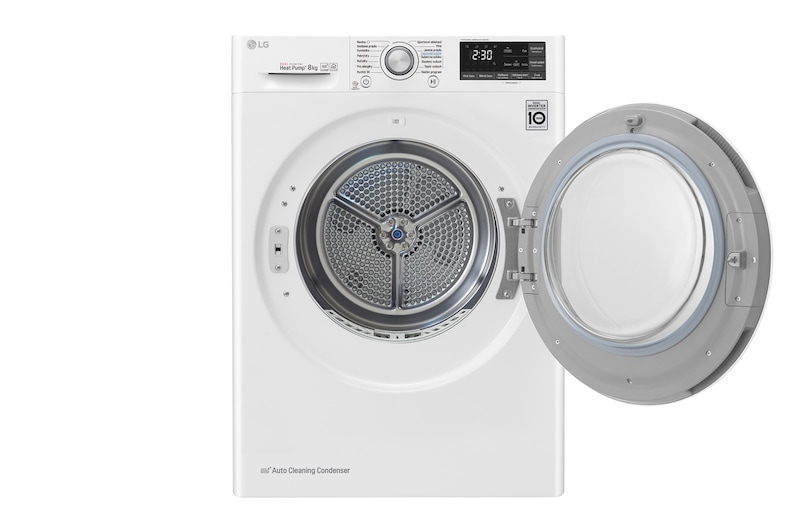 LG 8 kg sušička, A+++ (v rozsahu A+++ až D), 14 programů, 13 přídavných možností, 3 možnosti sušení, ThinQ™ + WiFi připojení, RC81U2AV2W