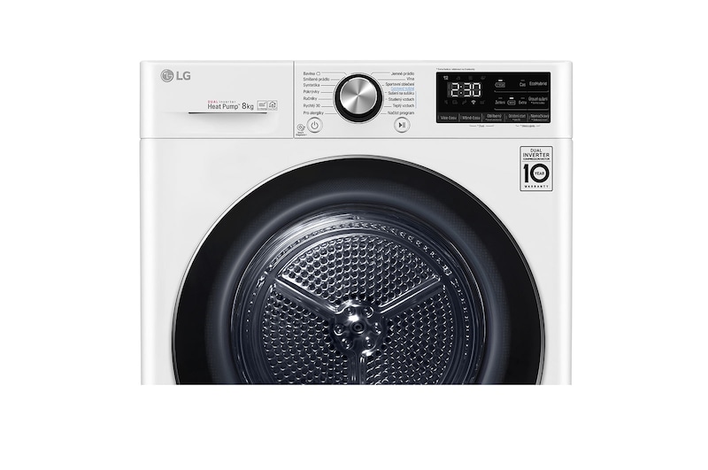 LG 8 kg hybridní sušička s tepelným čerpadlem, A+++ (v rozsahu A+++ až D), invertorový motor, Eco Hybrid™ - hybridní sušení, automatické čištění kondenzátoru, ThinQ™ + WiFi, Program Pro alergiky, RC81V9AV2Q
