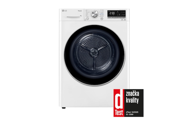 LG 8 kg sušička LG | Režim Energie / Čas | automatické čištění kondenzátoru | Wi-Fi, RC81V9AV3N, RC81V9AV3N