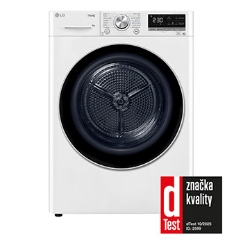 LG 8 kg sušička LG | Režim Energie / Čas | automatické čištění kondenzátoru | Wi-Fi, RC81V9AV3N, RC81V9AV3N