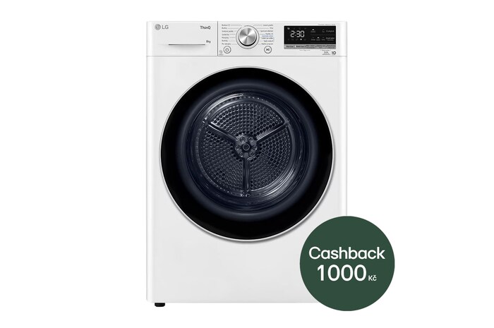 LG 8 kg sušička LG | Režim Energie / Čas | automatické čištění kondenzátoru | Wi-Fi, RC81V9AV3N, RC81V9AV3N