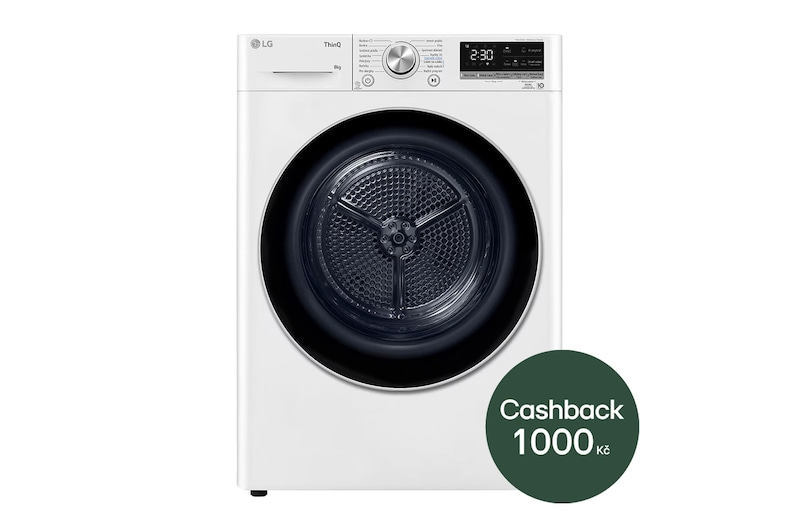 LG 8 kg sušička LG | Režim Energie / Čas | automatické čištění kondenzátoru | Wi-Fi, RC81V9AV3N, RC81V9AV3N