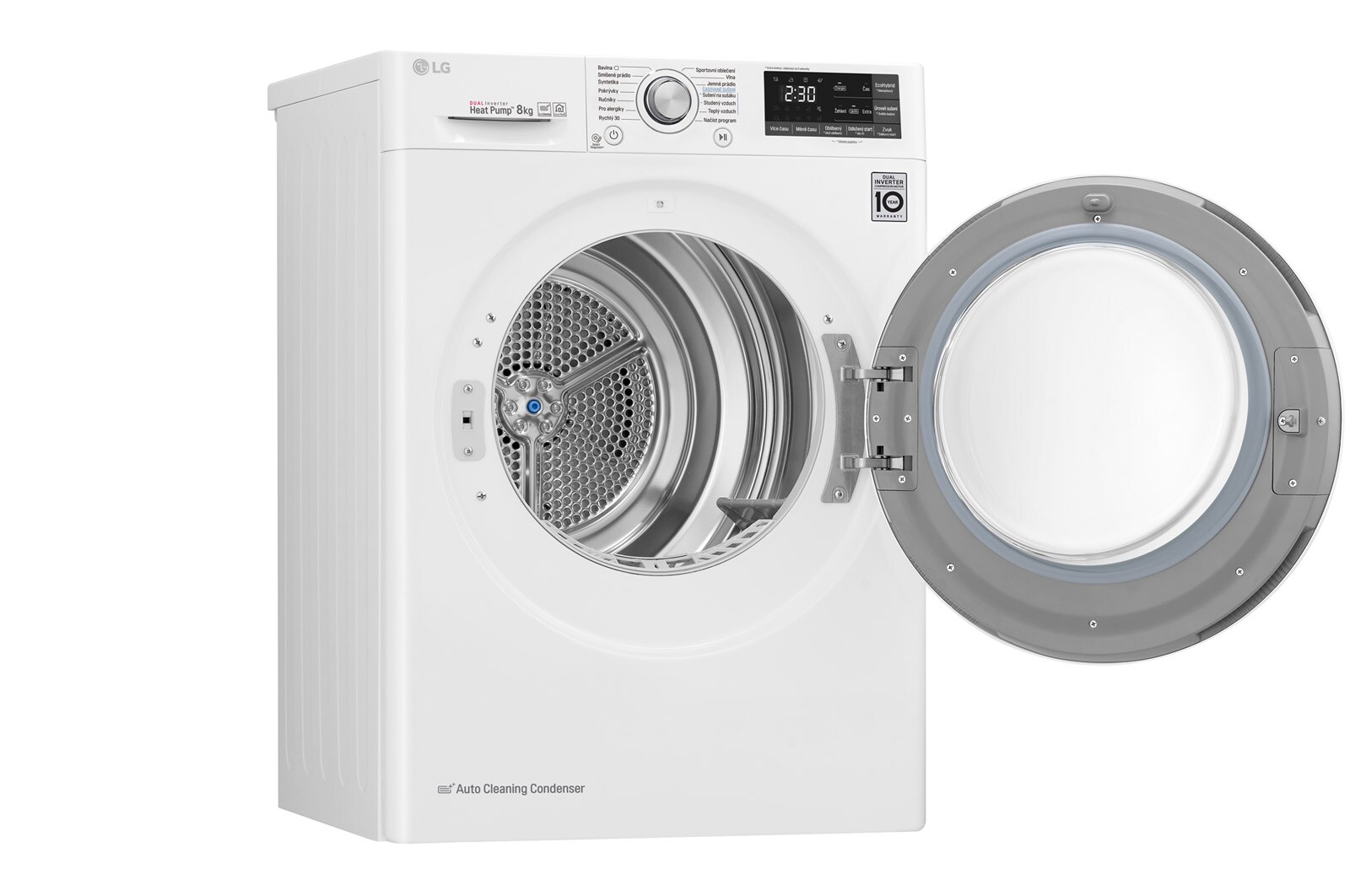LG 8 kg sušička, A+++ (v rozsahu A+++ až D), 14 programů, 13 přídavných možností, 3 možnosti sušení, ThinQ™ + WiFi připojení, RC82EU2AV3W
