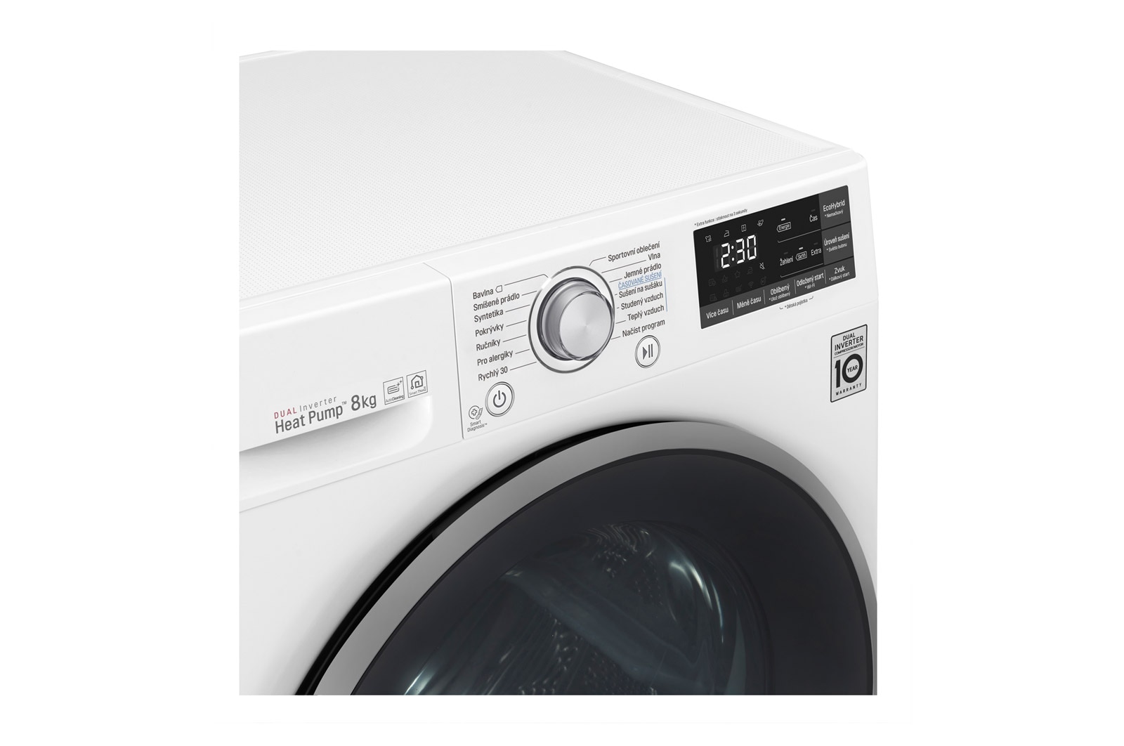LG 8 kg sušička, A+++ (v rozsahu A+++ až D), 14 programů, 13 přídavných možností, 3 možnosti sušení, ThinQ™ + WiFi připojení, RC82EU2AV3W