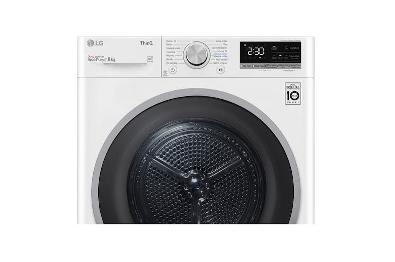 LG 8 kg hybridní sušička s tepelným čerpadlem, invertorový motor, Eco Hybrid™ - hybridní sušení, automatické čištění kondenzátoru, LG ThinQ + Wi-Fi, energetická třída A+++ (v rozsahu A+++ až D), RC8TV9AVSN