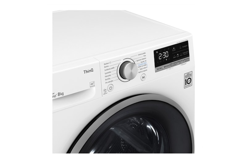 LG 8 kg hybridní sušička s tepelným čerpadlem, invertorový motor, Eco Hybrid™ - hybridní sušení, automatické čištění kondenzátoru, LG ThinQ + Wi-Fi, energetická třída A+++ (v rozsahu A+++ až D), RC8TV9AVSN